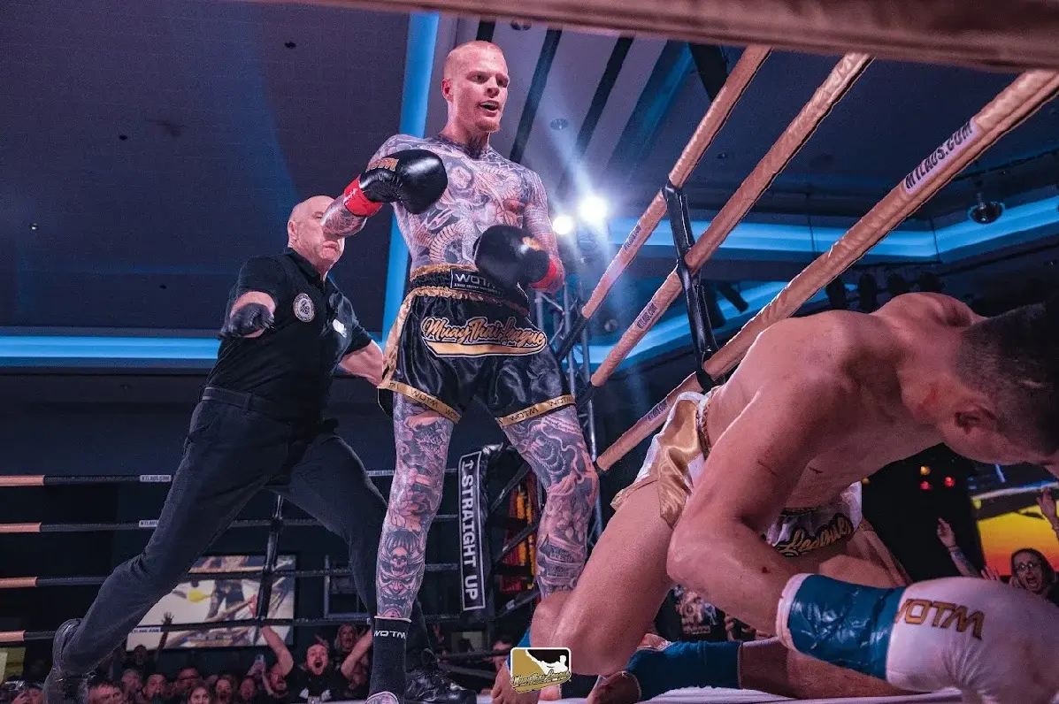 Brandon Spain, WBC Muay Thai champion, portrait in fight gear